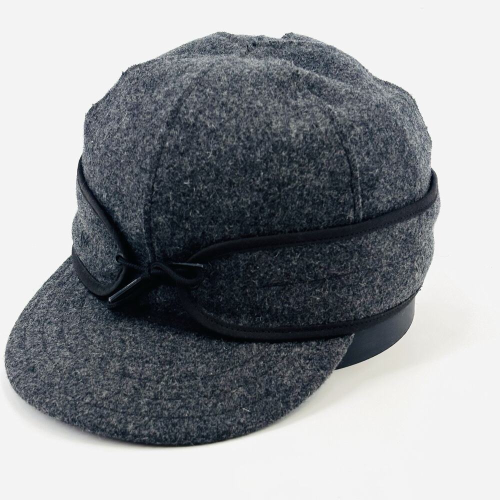 Stormy Kromer Gray Wool Hat Fitted Cap Mens 6 7/8 Winter Cotton Lined, Ear Flap